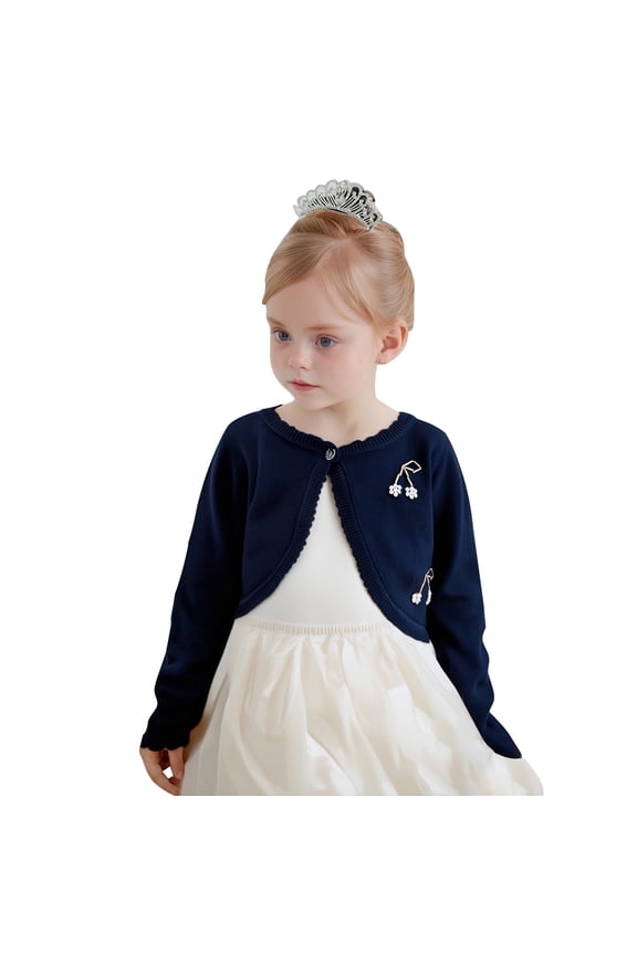 Girls Open Front Shrug Sweater Kids Long Sleeve Cropped Cardigan Knit Sweater 11-12 Years(Blue)