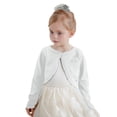 thumbnail image 1 of LYHaoo Girls Open Front Shrug Sweater Kids Long Sleeve Cropped Cardigan Knit Sweater 5-6 Years(White), 1 of 5
