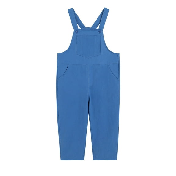 LYHaoo Girls Overalls Sleeveless Adjustable Jumpsuits Kids Casual Loose Romper Cute Long Pants With Pockets Girls Jumpsuit Romper 2-3 Years Blue(Little Kid)