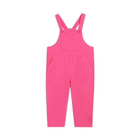 LYHaoo Girls Overalls Sleeveless Adjustable Jumpsuits Kids Casual Loose Romper Cute Long Pants With Pockets Girls Jumpsuit Romper 3-4 Years Pink(Little Kid)