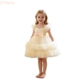 thumbnail image 1 of LYHaoo Girls Party Dress With Bow Tiered Skirt Flutter Sleeves Formal Occasion Performance Tutu Gown，Vintage Girls Dress Sizes 2-3 Years Yellow, 1 of 7