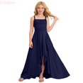 thumbnail image 1 of LYHaoo Girls Party Dress With Ruffled Tiered Hem And Strapless Crinkle Waist Design For，Girls Casual Dresses Sizes 13-14 Years Blue, 1 of 7
