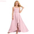 thumbnail image 1 of LYHaoo Girls Party Dress With Ruffled Tiered Hem And Strapless Crinkle Waist Design For，Girls Casual Dresses Sizes 9-10 Years Pink, 1 of 7