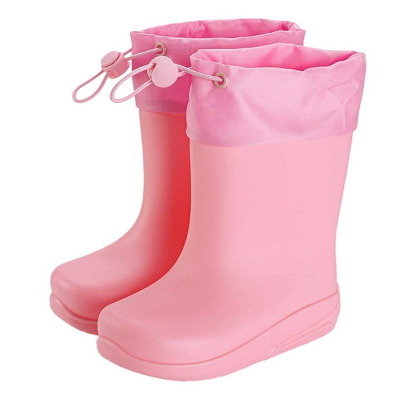LYHaoo Girls Rain Boots For Kids Outdoor Play Shoes Lightweight Rain Boots Sizes 9 Pink(2.5-3 Years)