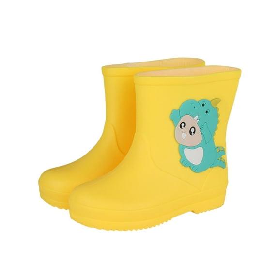 LYHaoo Girls Rain Boots Kids Footwear Cute Bunny Dinosaur Design Lightweight Soft Sole Comfortable For Daily Wear And Rainy Season Sizes 9 Yellow(Little Kid)