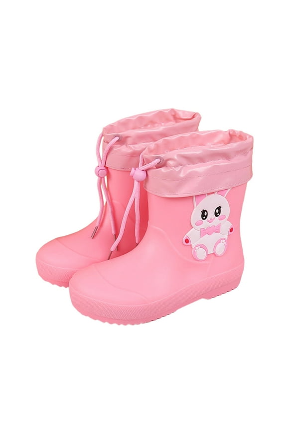 Girls Rain Boots With Removable Fleece Cute Bunny Dinosaur Design Soft Sole Toddler Kids Boots For Daily Wear Spring Summer Fall Sizes 9 Pink(Little Kid)