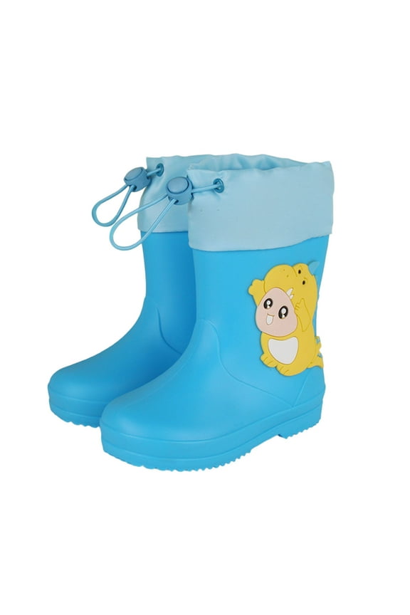 Girls Rain Boots Toddler Kids Booties With Cute Bunny Dinosaur Design Removable Liner Soft Sole For Daily Wear Spring Summer Fall Sizes 7 Blue(Toddler)