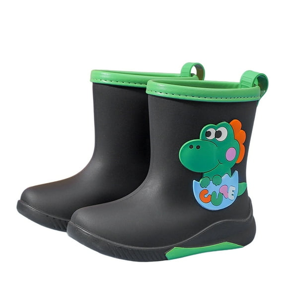 LYHaoo Girls Rain Boots For Toddlers Kids Lightweight Cute Bunny Dinosaur Design Detachable Rain Cover Soft Sole Comfortable Casual Spring Summer Fall Sizes 10 Green(Little Kid)