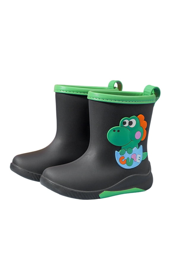 Girls Rain Boots For Toddlers Kids Lightweight Cute Bunny Dinosaur Design Detachable Rain Cover Soft Sole Comfortable Casual Spring Summer Fall Sizes 11 Green(Little Kid)