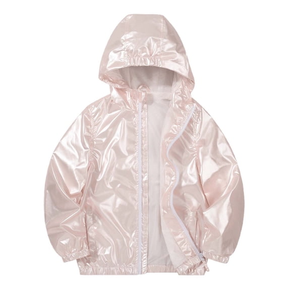 LYHaoo Girls Rain Jacket Lightweight Windbreaker Coat With Hood Sizes 14 Pink(Little Kid)