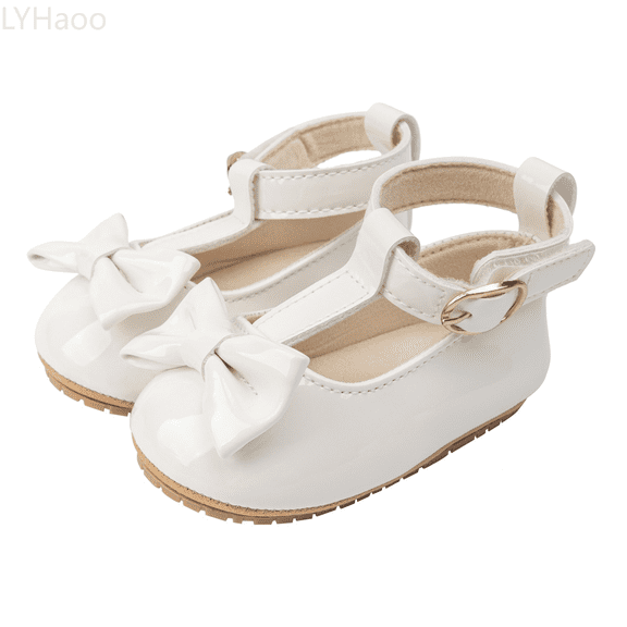 LYHaoo Girls Sandals Baby Girls First Walking Shoes Shiny Leather Bowknot Shoes Soft Sole Toddler Dress Shoes Sizes 4 Toddlers(0-6 Months)