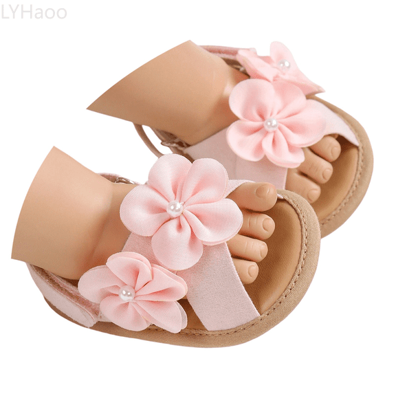 LYHaoo Girls Sandals Baby Sandals For Infants 0 18 Months Soft Breathable Summer Walking Shoes Cute Floral Design Casual Comfortable Footwear Sizes 4 Toddlers(0-6 Months)