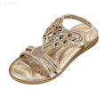 thumbnail image 1 of LYHaoo Girls Sandals Girl Princess Sandals Rhinestone Slingback Sandals Sandals Elastic Ankle Strap Casual Bohemian Beach Shoes Sizes 13 Big Kid(9-9.5 Years), 1 of 7
