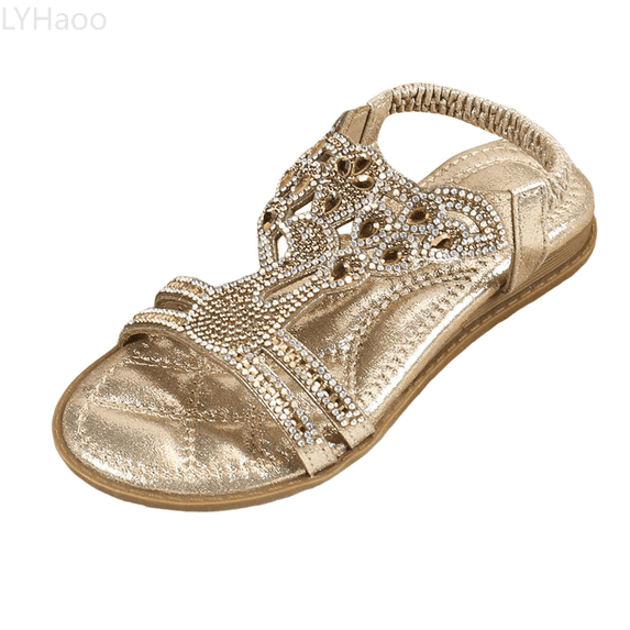 LYHaoo Girls Sandals Girl Princess Sandals Rhinestone Slingback Sandals Sandals Elastic Ankle Strap Casual Bohemian Beach Shoes Sizes 13 Big Kid(9-9.5 Years)