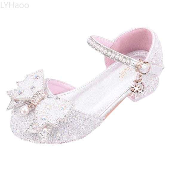 LYHaoo Girls Sandals Girl's Leather Shoes Shoes Dress Spring And Autumn New Children's Shoes Student Performance Shoes Wedding Banquet Flower Children's Shoes Sizes 3 Big Kid(11.5-12 Years)