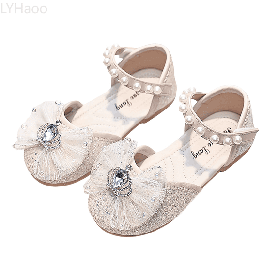 LYHaoo Girls Sandals Girls' Pearl Leather Sandals Sizes 13 Little Kid(7-8 Years)