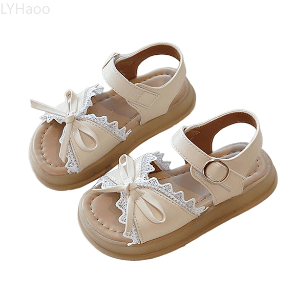 LYHaoo Girls Sandals Girls' Sandals Summer Children's Bow Western Shoes Little Girls Baby Soft Bottom Beach Shoes Sizes 35 Big Kid(8-8.5 Years)