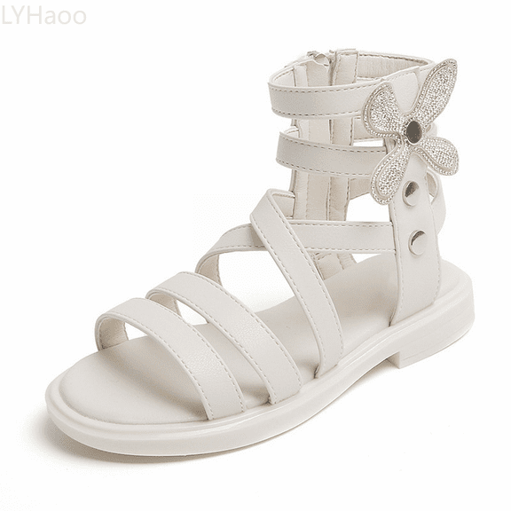 LYHaoo Girls Sandals Girls' Sandals Summer Fashion Children's Rhinestone Roman Sandals Korean Edition Soft Sole Fashionable Princess Shoes Trend Sizes 11.5 Little Kid(5-5.5 Years)