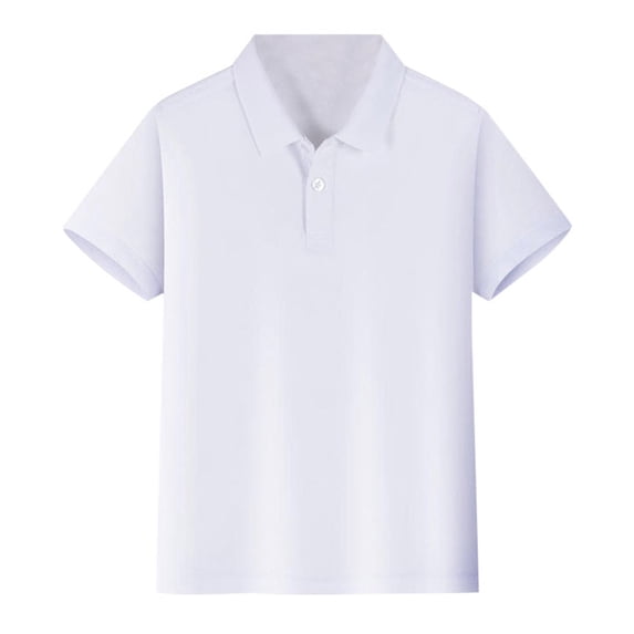 LYHaoo Girls School Uniform T Shirt, Button Closure Cotton Soft Short Sleeve Classic Collared Shirt Soft Basic Sizes 4-5 Years White