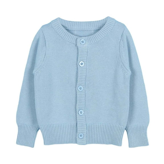 LYHaoo Girls School Uniforms Button Down Cardigan Sweaters Kids Long Sleeve Cable Knit Sweaters 18-24 Months(Blue)