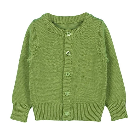 LYHaoo Girls School Uniforms Button Down Cardigan Sweaters Kids Long Sleeve Cable Knit Sweaters 5-6 Years(Green)