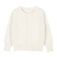 thumbnail image 1 of LYHaoo Girls School Uniforms Button Down Cardigan Sweaters Kids Long Sleeve Cable Knit Sweaters 5-6 Years(White), 1 of 3