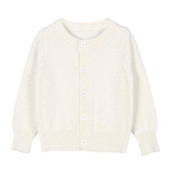 LYHaoo Girls School Uniforms Button Down Cardigan Sweaters Kids Long Sleeve Cable Knit Sweaters 5-6 Years(White)