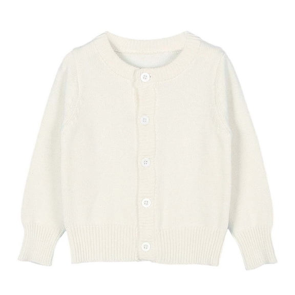 LYHaoo Girls School Uniforms Button Down Cardigan Sweaters Kids Long Sleeve Cable Knit Sweaters 8-9 Years(White)