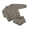 thumbnail image 1 of LYHaoo Girls' Short Sets Toddler Boys Girls Clothes Set Kids Long Sleeve Crewneck Loose Sweatshirt Athletic Shorts Set Tracksuits Outfits Sizes 3-4 Years(Yellow), 1 of 3