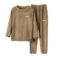 thumbnail image 1 of LYHaoo Girls Sleepwear Boys And Girls' Flannel Long Sleeve And Pants Winter Warm Soft Fuzzy Loungewear With Fleece Sweatpants 13-14 Years(Brown), 1 of 4