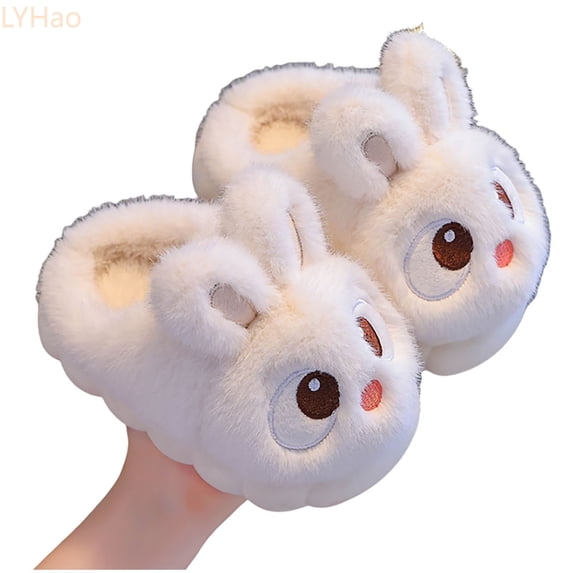 LYHaoo Girls Slippers Winter Warm Fuzzy Rabbit Shoes For Kids Indoor Comfortable Soft Cute Toddler Slippers Sizes 1 Little Kid 7-8 Years