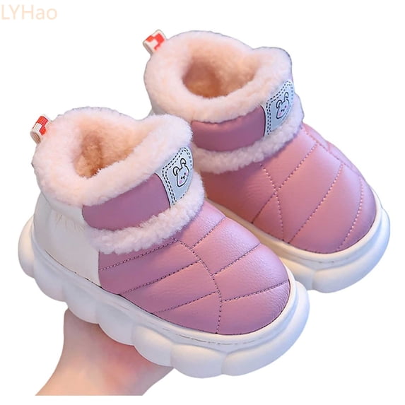 LYHaoo Girls Slippers Winter Warm Shoes For Kids Cozy Indoor Outdoor Soft Lined Children's Booties With Heel Cover Sizes 2 Big Kid 10.5-11 Years