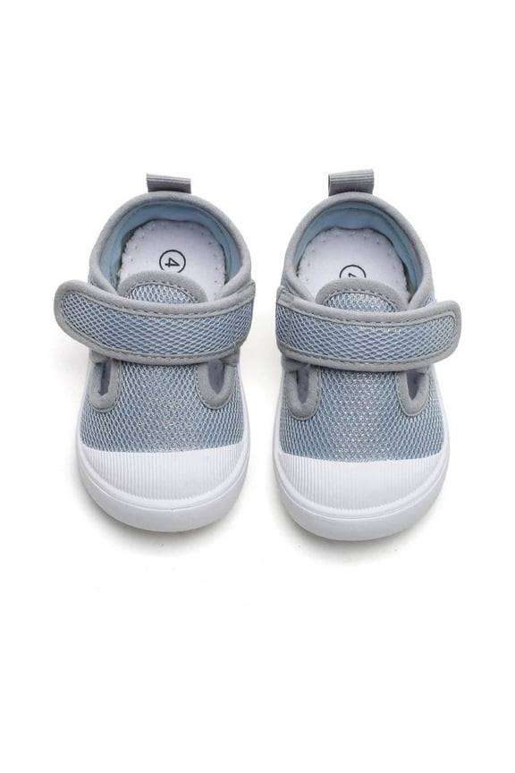 Girls Sneakers For Toddlers Lightweight Breathable Canvas Shoes With Hook And Loop Closure For Everyday Casual Outdoor Play Comfortable Walking Shoes Sizes 5.5 Gray(Toddler)