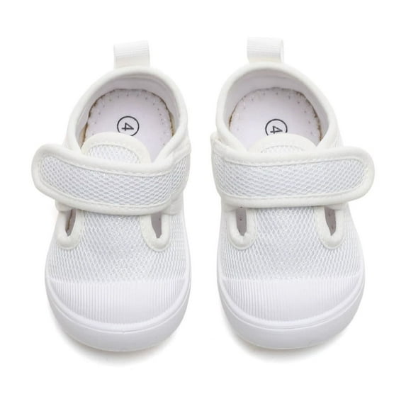 LYHaoo Girls Sneakers For Toddlers Lightweight Breathable Canvas Shoes With Hook And Loop Closure For Everyday Casual Outdoor Play Comfortable Infant Walking Shoes Sizes 5.5 White(Toddler)