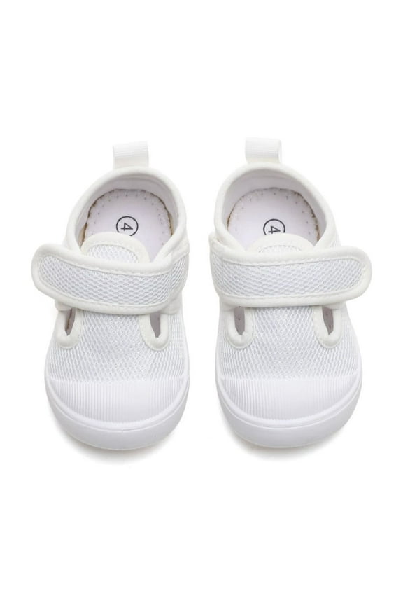Girls Sneakers For Toddlers Lightweight Breathable Canvas Shoes With Hook And Loop Closure For Everyday Casual Outdoor Play Comfortable Infant Walking Shoes Sizes 5.5 White(Toddler)