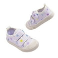 thumbnail image 1 of LYHaoo Girls Sneakers For Toddlers Lightweight Soft Sole Canvas Shoes With Double Hook Loop Closure Comfortable Casual Walking Shoes For Baby Girls 1 4.5 Years Sizes 9.5 Purple(Little Kid), 1 of 3