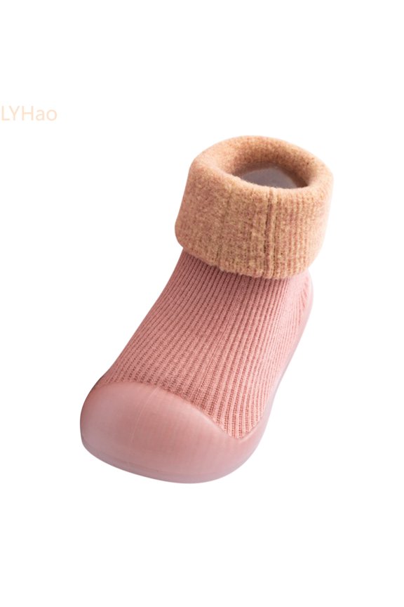 Girls Socks Slipper Soft Baby Boys Rubber Shoes Sole Solid Toddler Kids Knit Stocking Warm Baby Care Sizes 4.5 Toddler 3-6 Months