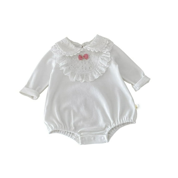 LYHaoo Girls' Spring And Autumn Clothing Dress With Long Sleeves Stylish With Frilly Collar Suitable For Outdoor Crawling Size 0 18M Girls Jumpsuit Romper 3-6 Months Pink(Toddler)