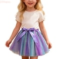 thumbnail image 1 of LYHaoo Girls Star Tutu Skirt With Rainbow Sequin Trim And Mesh Layer For Dance Performance Party Play Dress Up Girls Cute Skirt,Sizes 9-11 Years, 1 of 6