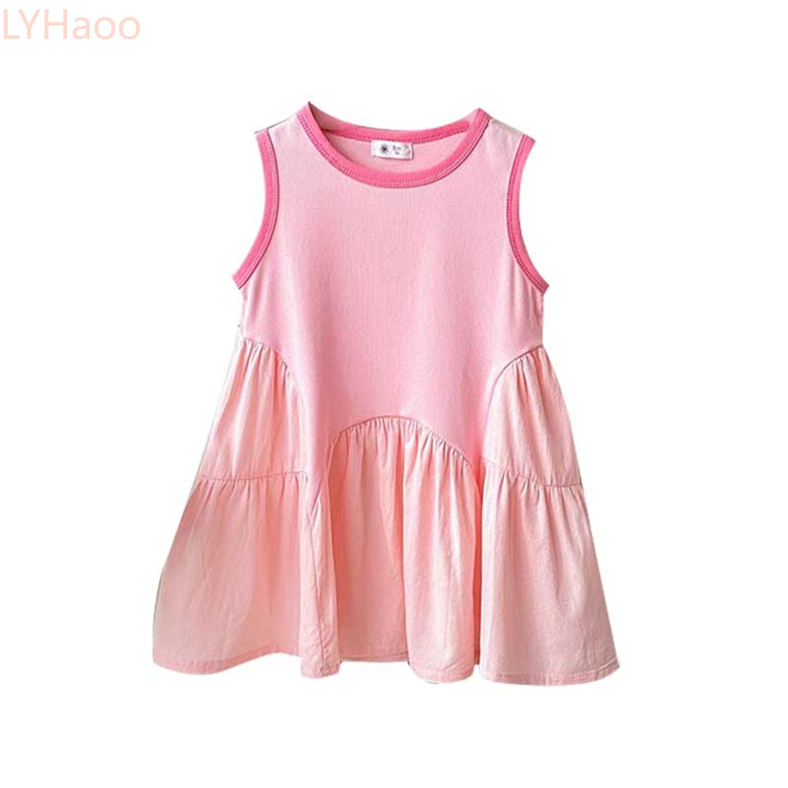 LYHaoo Girls Stitching Contrast Color Sleeveless Vest Dress,Girls A ...