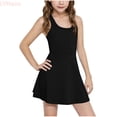 thumbnail image 1 of LYHaoo Girls Summer Casual Sleeveless Dress Solid Color Slim Fit Tennis Dress For Kids Comfortable Stretchy Waistband Outdoor Play Dress，Little Girls Dresses Sizes 4-5 Years Black, 1 of 4