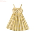 thumbnail image 1 of LYHaoo Girls Summer Dress Strappy Bow Tie Plaid Casual For Toddler Kids Age 3 7 Outdoor Play Daily Wear Comfortable Breathable Lightweight,Girls Dresses for School Sizes 3-4 Years Yellow, 1 of 5