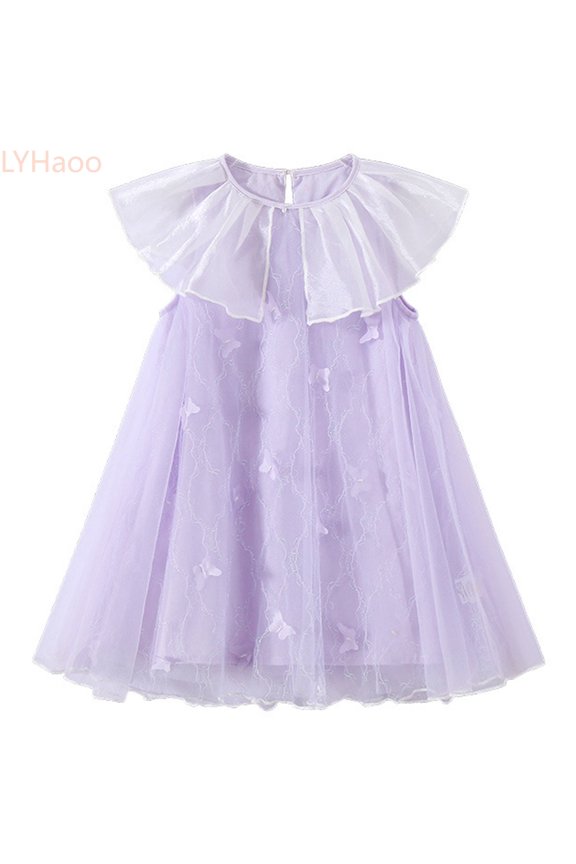 Girls Summer Dresses Elegant Mesh Design Casual Comfortable Daily Wear Flowy Kids Dress For Ages 3 13 Years,Girls Dresses for School Sizes 10-11 Years Purple