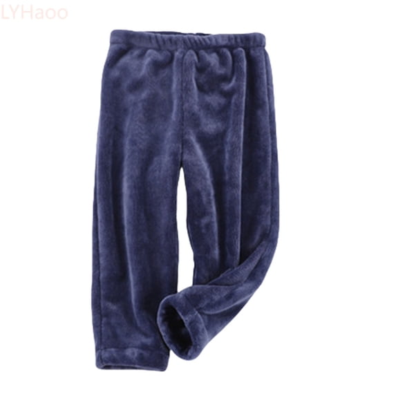 LYHaoo Girls Summer Pants Boys And Girls' Flannel Clothes Pants Winter Warm Soft Fuzzy Homewear With Fleece Sweatpants Sizes 11-12 Years(Blue)