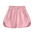 thumbnail image 1 of LYHaoo Girls Summer Shorts Toddler Casual Beach Yoga Athletic Comfortable Stretchy Basic Solid Color Shorts For Kids Age 1 7 Years Kids Shorts Sizes 1-2 Years Pink, 1 of 4