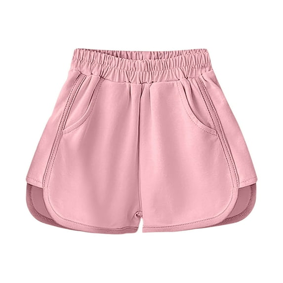 LYHaoo Girls Summer Shorts Toddler Casual Beach Yoga Athletic Comfortable Stretchy Basic Solid Color Shorts For Kids Age 1 7 Years Kids Shorts Sizes 1-2 Years Pink