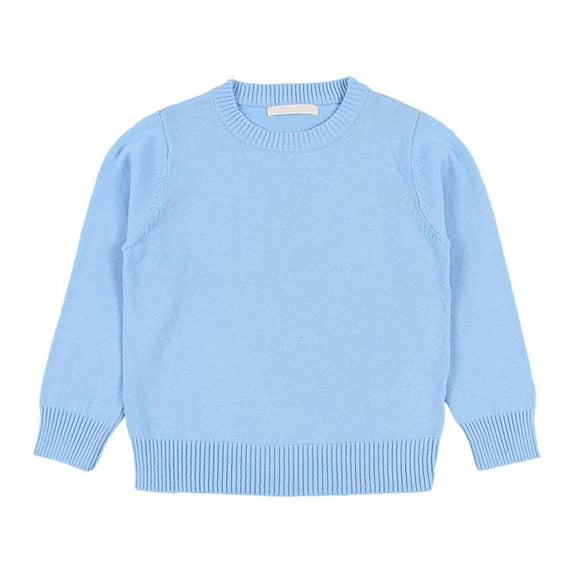LYHaoo Girls Sweater Crewneck Pullover Long Sleeve Knit Sweater Kids Knitted Pullover Fall Winter Sweaters 7-8 Years(Blue)