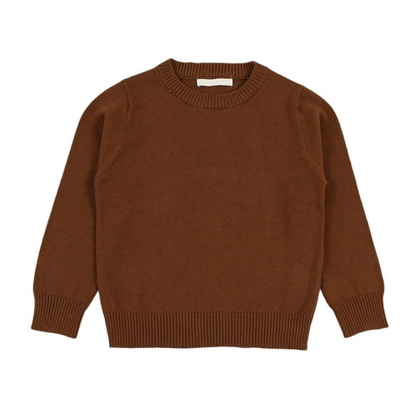 LYHaoo Girls Sweater Crewneck Pullover Long Sleeve Knit Sweater Kids Knitted Pullover Fall Winter Sweaters 8-9 Years(Brown)