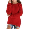thumbnail image 1 of LYHaoo Girls Sweaters Casual Lightweight Long Sleeve Cozy Pullovers Loose Fluffy Fuzzy Sweaters 5-6 Years(Red), 1 of 5