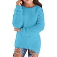 thumbnail image 1 of LYHaoo Girls Sweaters Casual Lightweight Long Sleeve Cozy Pullovers Loose Fluffy Fuzzy Sweaters 9-10 Years(Blue), 1 of 5